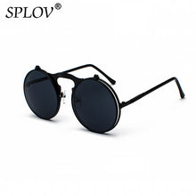 Load image into Gallery viewer, SPLOV Vintage Steampunk Flip Sunglasses Retro Round Metal Frame Sun Glasses for Men Women Brand Designer Circle Glasses Oculos