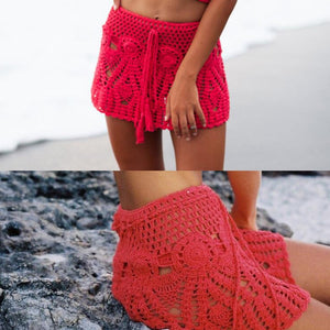 Simenual Sexy summer crochet swimwear floral BOHO mini skirts transparent pareos beachwear handmade hollow out short skirt lace