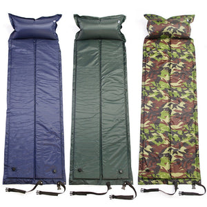 Single Sleeping Bed Inflatable Outdoor Camping Mat Portable Roll Self Inflating Pillow Air Mattress Picnic Beach Mat Pad