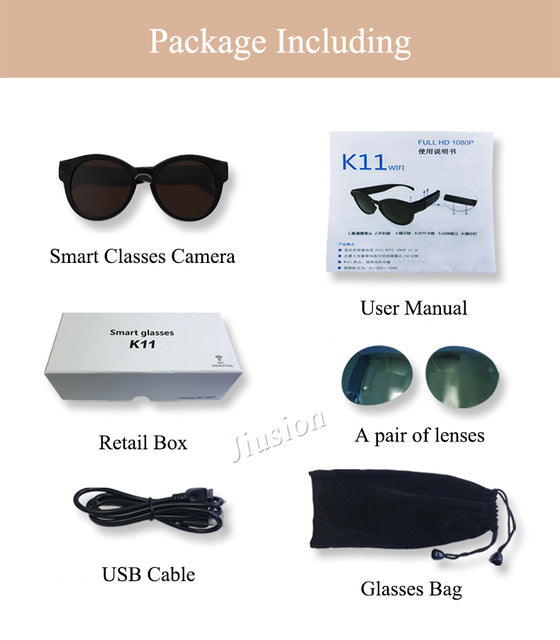 Smart Glasses WiFi Camera for IOS Android Full HD 1080P, Mini Portable Sports Sunglasses Camera, Micro Video Recorder Camcorder