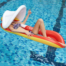 Load image into Gallery viewer, Sunshade Floating Bed PVC Collapsible Recliner Outdoor Water Hammock Backrest Mesh Lounger Float Rafts Foldable Inflatable Shed