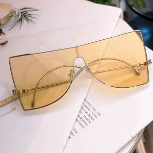 Vintage Oversized Sunglasses Women Metal Cat Eye Sun Glasses For Men Female Blue Yellow Shade Eyeglasses Eyewear Gafas de sol