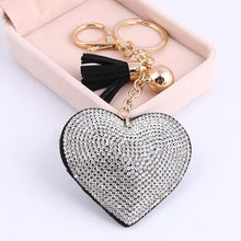 Load image into Gallery viewer, ZOSH Heart Keychain Leather Tassel Key Holder Metal Crystal Key Chain Keyring Charm Bag Auto Pendant Gift Wholesale Price