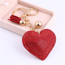 Load image into Gallery viewer, ZOSH Heart Keychain Leather Tassel Key Holder Metal Crystal Key Chain Keyring Charm Bag Auto Pendant Gift Wholesale Price