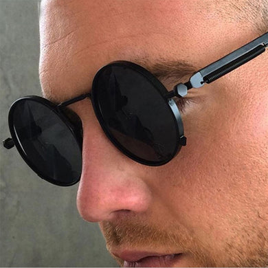 oakshion Vintage Round Punk Sunglasses Men's Spring Metal Steampunk Mirror Sun Glasses For Men Women Retro Personality Eyewear
