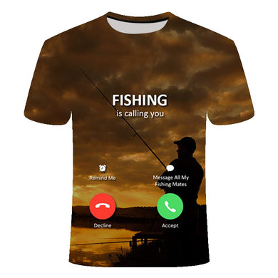 Fishing 3d T-shirt Men And Women Hip Hop Casual T-shirt 3d Print Fun Fish Harajuku Funny Fishing Rod O-neck Shirt T-shirt - Hot This Year